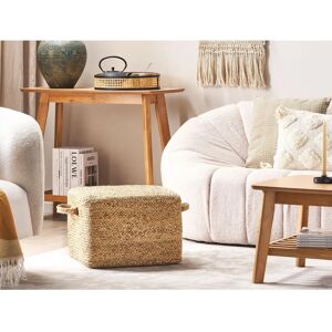 Beliani Jute Rectangular Pouffe - Boho Style Natural Footstool or Seat Beliani Jute Rectangular Pouffe - Boho Style Natural Footstool or Seat