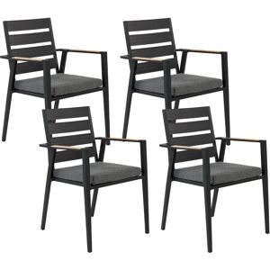 Beliani Garden Chairs Set of 4 Black Aluminum Modern Beliani Garden Chairs Set of 4 Black Aluminum Modern