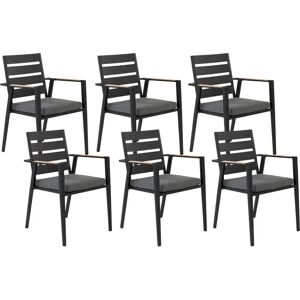 Beliani Set of 6 Garden Chairs Black Aluminium Frame - Garden Chairs Beliani Set of 6 Garden Chairs Black Aluminium Frame - Garden Chairs