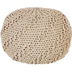 Beliani Pouf en Coton Beige - Petit Ottoman Ronde - 50x35 cm - Publicité Beliani Pouf en Coton Beige - Petit Ottoman Ronde - 50x35 cm - Publicité
