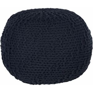 Beliani Pouf Ottoman Black 50 x 35 cm Knitted Cotton EPS Beads Small Footstool - Pouf Beliani Pouf Ottoman Black 50 x 35 cm Knitted Cotton EPS Beads Small Footstool - Pouf