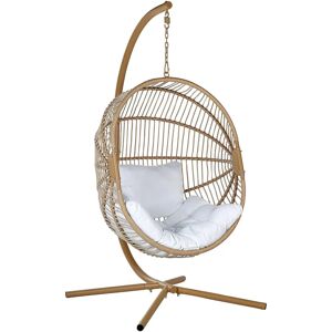 Beliani ACRI Beige Hanging Chair - Indoor Outdoor Boho Style Beliani ACRI Beige Hanging Chair - Indoor Outdoor Boho Style