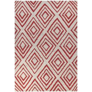 Beliani Cotton Area Rug Red White Geometric Modern 160x230cm Beliani Cotton Area Rug Red White Geometric Modern 160x230cm