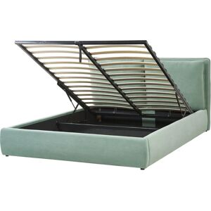Beliani EU King Size Mint Green Velvet Ottoman Bed - Ottoman Bed Beliani EU King Size Mint Green Velvet Ottoman Bed - Ottoman Bed