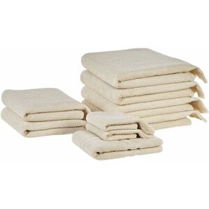 Beliani Beige Cotton Bath Towels Set - Bath Towels Beliani Beige Cotton Bath Towels Set - Bath Towels