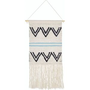 Beliani Wall Hanging Beige Black Cotton - Boho Style Wall Décor Beliani Wall Hanging Beige Black Cotton - Boho Style Wall Décor