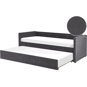 Beliani MIMIZAN Dark Grey Corduroy EU Single Trundle Bed - Bed Beliani MIMIZAN Dark Grey Corduroy EU Single Trundle Bed - Bed