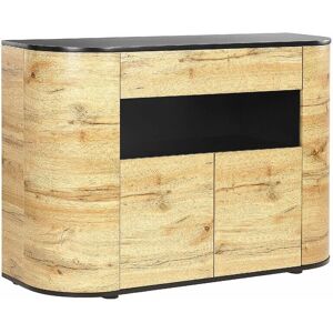 Beliani JEROME Light Wood and Black 4-Door Sideboard Beliani JEROME Light Wood and Black 4-Door Sideboard