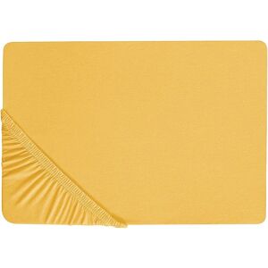 Beliani Fitted Sheet Mustard Cotton 200 x 200 cm Elastic Edging - Fitted Sheet Beliani Fitted Sheet Mustard Cotton 200 x 200 cm Elastic Edging - Fitted Sheet