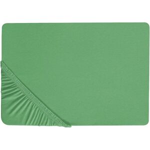 Beliani Fitted Sheet Green Cotton 180 x 200 cm Elastic Edging Solid Pattern Classic Style for Bedroom Beliani Fitted Sheet Green Cotton 180 x 200 cm Elastic Edging Solid Pattern Classic Style for Bedroom