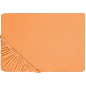 Drap-housse en coton orange Beliani 140 x 200 cm Bordure élastique - Publicité Drap-housse en coton orange Beliani 140 x 200 cm Bordure élastique - Publicité