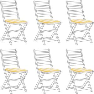 Beliani Set of 6 Outdoor Seat Cushions Yellow White UV Resistant Beliani Set of 6 Outdoor Seat Cushions Yellow White UV Resistant