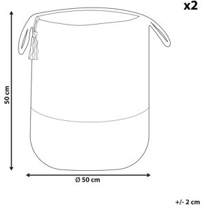 Beliani Set of 2 Storage Baskets - Round 50cm, Cotton & Jute Beliani Set of 2 Storage Baskets - Round 50cm, Cotton & Jute