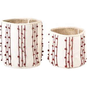 Beliani Ensemble de 2 paniers en coton beige et rouge - Paniers de rangement - Publicité Beliani Ensemble de 2 paniers en coton beige et rouge - Paniers de rangement - Publicité