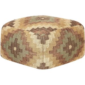 Beliani Pouf Multicolore en Jute et Laine 50x50cm - Pouf - Publicité Beliani Pouf Multicolore en Jute et Laine 50x50cm - Pouf - Publicité