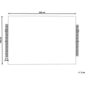 Beliani Wool Rug - 140x200 cm - Black and White - Scandinavian Style Beliani Wool Rug - 140x200 cm - Black and White - Scandinavian Style