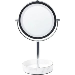 Beliani White-Silver Double-Sided LED Makeup Mirror - 26cm Beliani White-Silver Double-Sided LED Makeup Mirror - 26cm