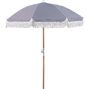 Beliani Garden Parasol Black and White Fabric Beech Wood Pole 150 cm Round Retro Garden Outdoor Umbrella Tilting UV Resistant Material Beliani Garden Parasol Black and White Fabric Beech Wood Pole 150 cm Round Retro Garden Outdoor Umbrella Tilting UV Resistant Material