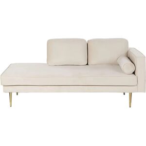 Beliani Right Hand Velvet Chaise Lounge Beige - Chaise Lounge Beliani Right Hand Velvet Chaise Lounge Beige - Chaise Lounge