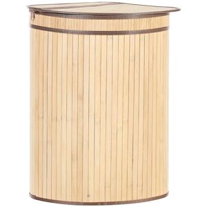 Beliani Laundry Basket with Bamboo Lid - Scandinavian Natural Design Beliani Laundry Basket with Bamboo Lid - Scandinavian Natural Design