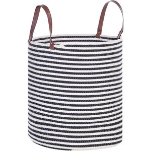 Beliani Cotton Storage Basket White Black ICHKA - Storage Basket Beliani Cotton Storage Basket White Black ICHKA - Storage Basket