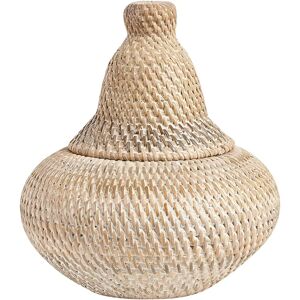 Beliani Rattan Basket Natural BILA - Round Decorative Storage Basket Beliani Rattan Basket Natural BILA - Round Decorative Storage Basket