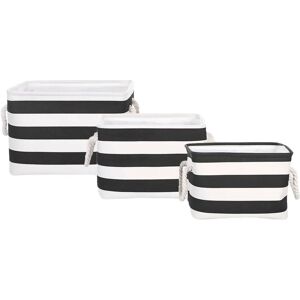 Beliani Storage Baskets - 3-Piece Polyester Cotton Black White Organizers Beliani Storage Baskets - 3-Piece Polyester Cotton Black White Organizers