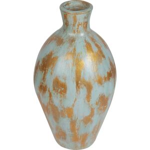 Beliani Decorative Vase Blue and Gold Terracotta Earthenware Faux Aged Finish Natural Style - Decor Vase Beliani Decorative Vase Blue and Gold Terracotta Earthenware Faux Aged Finish Natural Style - Decor Vase