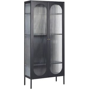 Beliani Black Steel Display Cabinet - Modern Industrial Design Beliani Black Steel Display Cabinet - Modern Industrial Design