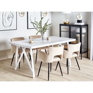 Beliani White Marble Effect MDF Dining Table - Dining Table Beliani White Marble Effect MDF Dining Table - Dining Table