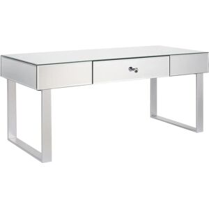 Beliani Silver Mirrored Glass Coffee Table with Drawer - Modern Glam Beliani Silver Mirrored Glass Coffee Table with Drawer - Modern Glam