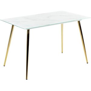 Beliani White Marble Dining Table - Rectangular 120x70cm - Tempered Glass Beliani White Marble Dining Table - Rectangular 120x70cm - Tempered Glass