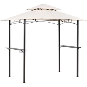 Beliani NARO Beige Steel Garden Gazebo - UV Protection, Shelves & Hooks Beliani NARO Beige Steel Garden Gazebo - UV Protection, Shelves & Hooks