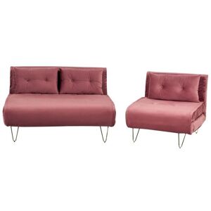 Beliani Pink Velvet Sofa Set - Modern Glamour Living Room Beliani Pink Velvet Sofa Set - Modern Glamour Living Room