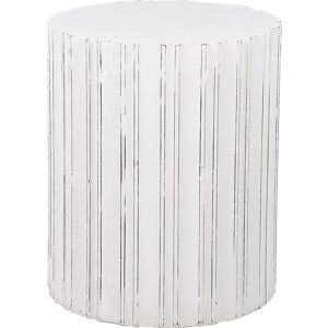Beliani Side Table White MDF Distressed Finish Round Living Room Furniture Vintage Design - Side Table Beliani Side Table White MDF Distressed Finish Round Living Room Furniture Vintage Design - Side Table