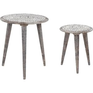 Beliani White Mango Wood Side Table - Side Table Beliani White Mango Wood Side Table - Side Table