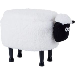 Beliani Kids Animal Stool White Faux Fur Footstool with Storage - Footstool Beliani Kids Animal Stool White Faux Fur Footstool with Storage - Footstool