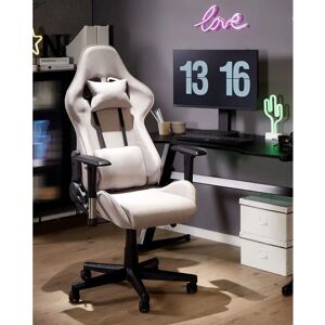 Beliani Gaming Chair Light Grey - Ergonomic Swivel with Adjustable Armrests Beliani Gaming Chair Light Grey - Ergonomic Swivel with Adjustable Armrests