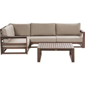 Beliani Garden Corner Sofa Set Dark Wood and Taupe - Garden Corner Sofa Set Beliani Garden Corner Sofa Set Dark Wood and Taupe - Garden Corner Sofa Set