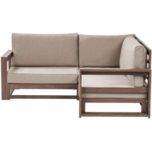 Beliani Garden Corner Sofa Dark Wood - Modular Outdoor 2 Seater Beliani Garden Corner Sofa Dark Wood - Modular Outdoor 2 Seater