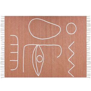 Beliani Yavu Light Red Polyester Rug - Rectangular Abstract Pattern Beliani Yavu Light Red Polyester Rug - Rectangular Abstract Pattern