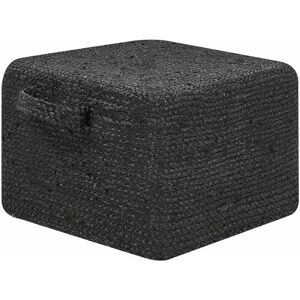 Beliani DHADAR Black Jute Pouffe - Extra Seat & Footstool Beliani DHADAR Black Jute Pouffe - Extra Seat & Footstool