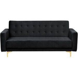 Beliani Sofa Bed Black Velvet Tufted Fabric Modern Living Room Modular 3 Seater - Sofa Bed Beliani Sofa Bed Black Velvet Tufted Fabric Modern Living Room Modular 3 Seater - Sofa Bed