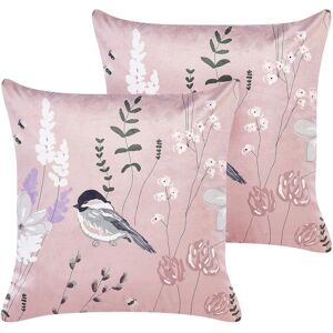Beliani Velvet Pink Cushions - 45x45cm Decor Set Beliani Velvet Pink Cushions - 45x45cm Decor Set