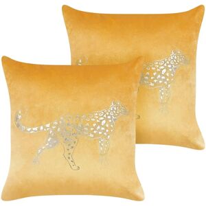 Beliani Velvet Animal Pattern Decorative Pillows - 45x45cm Beliani Velvet Animal Pattern Decorative Pillows - 45x45cm