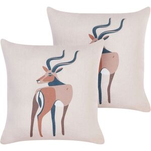 Beliani Beige Animal Print Cushions - 45x45 cm - Decor Beliani Beige Animal Print Cushions - 45x45 cm - Decor