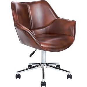 Beliani Office Swivel Chair Dark Brown Faux Leather - Office Chair Beliani Office Swivel Chair Dark Brown Faux Leather - Office Chair