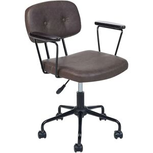 Beliani Office Chair Dark Brown Faux Leather Swivel Adjustable Height - Office Chair Beliani Office Chair Dark Brown Faux Leather Swivel Adjustable Height - Office Chair