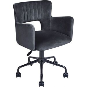 Beliani Office Chair Black Velvet with Armrests - Office Chair Beliani Office Chair Black Velvet with Armrests - Office Chair