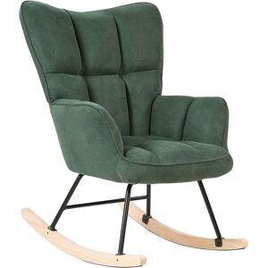 Beliani Oulu Dark Green Polyester Fabric Upholstery Wooden Legs Rocking Chair - Rocking Chair Beliani Oulu Dark Green Polyester Fabric Upholstery Wooden Legs Rocking Chair - Rocking Chair
